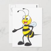 Happy Bee Pointing Briefkaart (Voorkant / Achterkant)