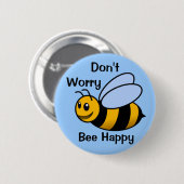 Happy Bee Ronde Button 5,7 Cm (Voorkant /achterkant)