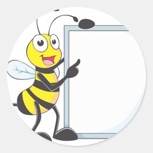 Happy Bee Ronde Sticker (Voorkant)