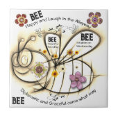 Happy Bee Sayings Fleurs Positive Carreaux en céra (Devant)