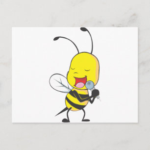 Happy Bee Singing Briefkaart