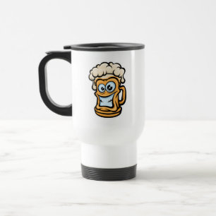 Happy Beer Mok, grappige illustratie Reisbeker