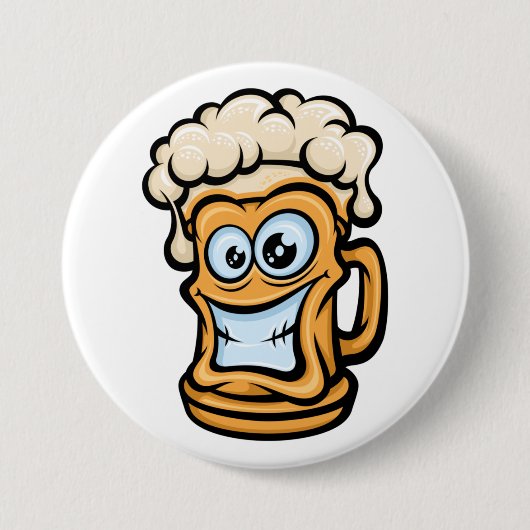 Happy Beer Mok, grappige illustratie Ronde Button 7,6 Cm (Voorkant)