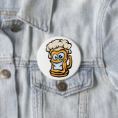 Happy Beer Mok, grappige illustratie Ronde Button 7,6 Cm (In situ)