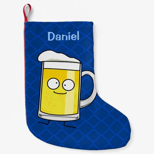 Happy Beer mok stein schuim drink vrolijk alcohol Kleine Kerstsok (Voorkant)