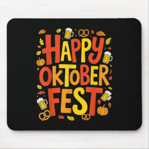 Happy Beer Pretzel Pompoen Feestelijke Mannen Vrou Muismat