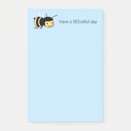 Happy BeeUtiful (Mooi) Dag Blauw Post-it® Notes (Voorkant)