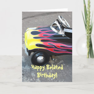 Happy Belated Birthday Speelgoed Car Wenskaart Kaart