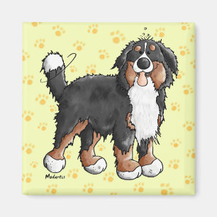 Happy Bernese Mountain Dog Cartoon Magnet Magneet