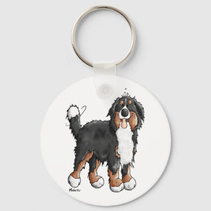 Happy Bernese Mountain Dog - Comic - Dogs - Cartoo Sleutelhanger