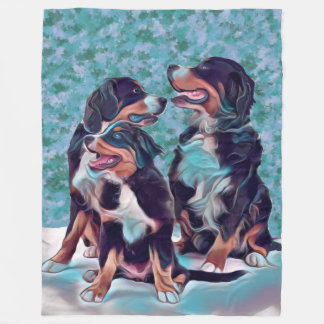 Happy Bernese Mountain Dogs Fleece Deken