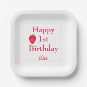 Happy Berry Eerste aardbei 1e verjaardag 2024 Papieren Bordje
