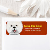 Happy Bichon Frise hond retour adres label (Insitu)