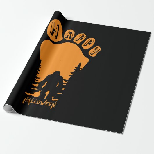 Happy Big Foot Halloween Cadeaupapier (Uitgerold)