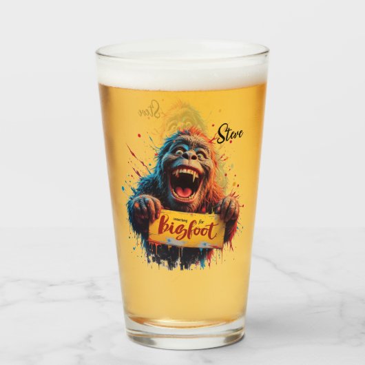 Happy Bigfoot Sasquatch Mugshot Search Team Glas (Achterkant gevuld)