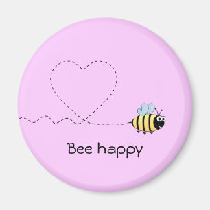 Happy-bijen cartoon grappige roze magnet magneet