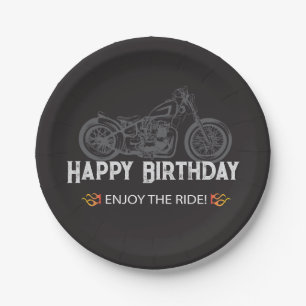 Happy Biker Verjaardag Motorrijder Papieren Bordje