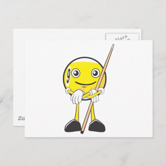 Happy Billiard Nine Ball Player Briefkaart (Voorkant / Achterkant)