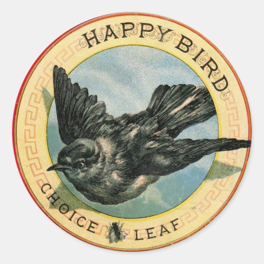 Happy Bird Choice Leaf Vintage Ad Stickers (Devant)