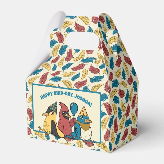 Happy Bird Day Cartoon Birds thema Verjaardag Bedankdoosjes (Voorkant Zijde)