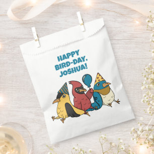 Happy Bird Day Cartoon Birds thema Verjaardag Bedankzakje