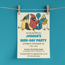 Happy Bird Day Cartoon Birds thema Verjaardag Kaart