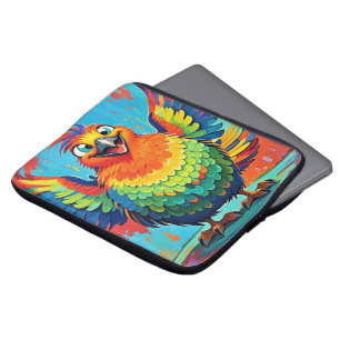 Happy Bird kleurrijke kunst abstract Laptop Sleeve