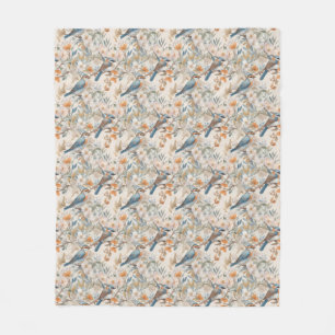 Happy Birds Waterverf Fleece Deken
