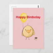 Happy Birdsday Bird Thmed Birthday Greeting Briefkaart (Voorkant / Achterkant)