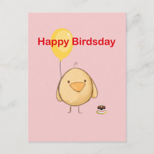 Happy Birdsday Bird Thmed Birthday Greeting Briefkaart