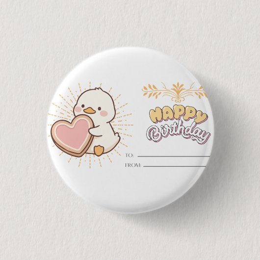 HAPPY BIRHDAY RONDE BUTTON 3,2 CM (Voorkant)