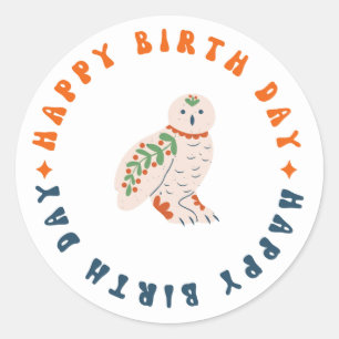 Happy Birth Day Wild Uil Ronde sticker
