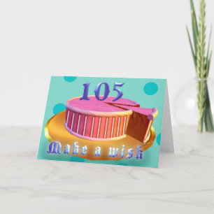 Happy Birthday 105 Pink Cake strepen Verjaardag Ka Kaart
