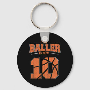 Happy Birthday 10th 10 Year Old Basketball Boys Te Sleutelhanger