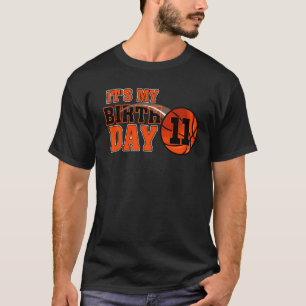 Happy Birthday 11th 11 Year Old Basketball Boys Ki T-shirt