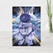 Happy Birthday 13th, Robot Cat, Techno Modern Kaart (Voorkant)