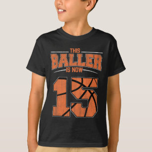 Happy Birthday 15 jaar oude Bysketbyll jongens vij T-shirt
