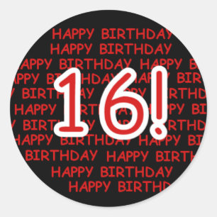 Happy Birthday 16 Ronde Sticker