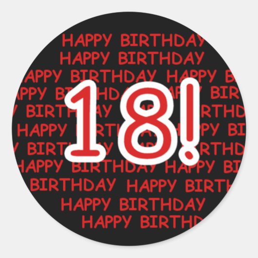 Happy Birthday 18 Ronde Sticker (Voorkant)