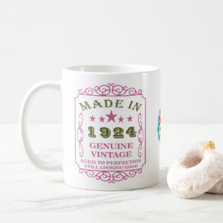 Happy Birthday 1924 Naam Datum Roze Koffiemok