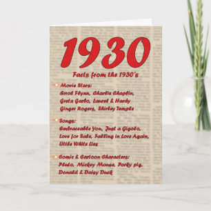 Happy Birthday 1930 Jaar van de geboorte 30's dert Kaart