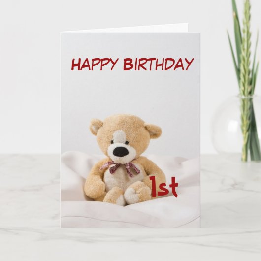 Happy Birthday 1e Teddy Bear Theme Kaart (Voorkant)