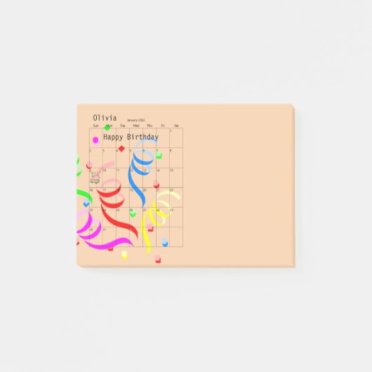 Happy Birthday 2022 January Post-it Notes (Voorkant)