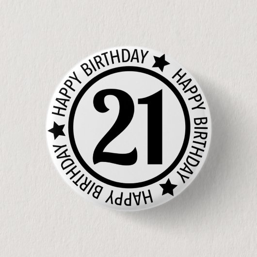 Happy Birthday 21 Button (Voorkant)