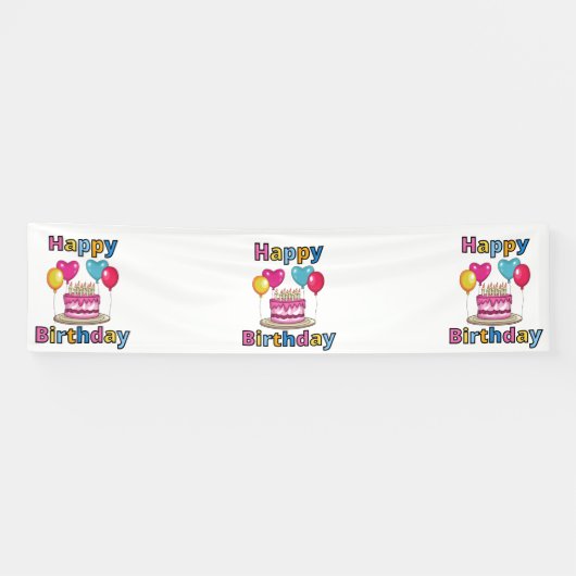 Happy Birthday 2,5x10 Vinyl Banner (Horizontaal)