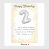 Happy birthday 2 year old sticker (Feuille)