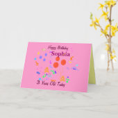 Happy Birthday 3 jaar oud Kaart (Gele Bloem)