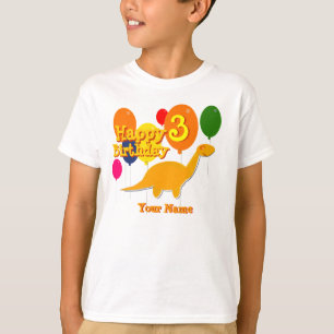Happy Birthday 3 Years Balloon Dinosaurs T-Shirt