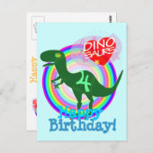 Happy Birthday 4 Years T-Rex Dino Postcard Briefkaart (Voorkant / Achterkant)