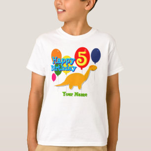 Happy Birthday 5 Years Party Balloons Dino T-Shirt